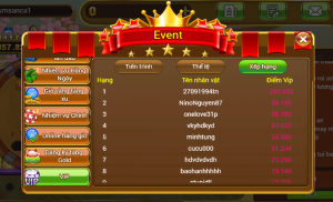Bảng xếp hạng VIP trong game Bắn Cá Long Vương